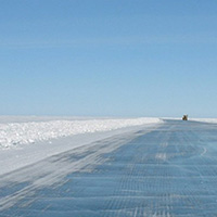 Ice roads traverse many lakes which can benefit from ice hazard monitoring