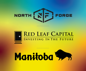 Logos of North Forge, Red Leaf Capital, and Government of Manitoba