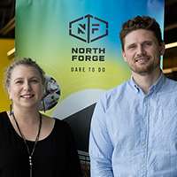 Joelle Foster, CEO of North Forge (left) and David Peters (right)