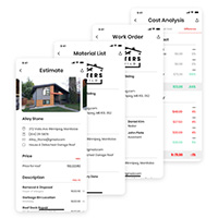 Users can view and share completed roofing documents.